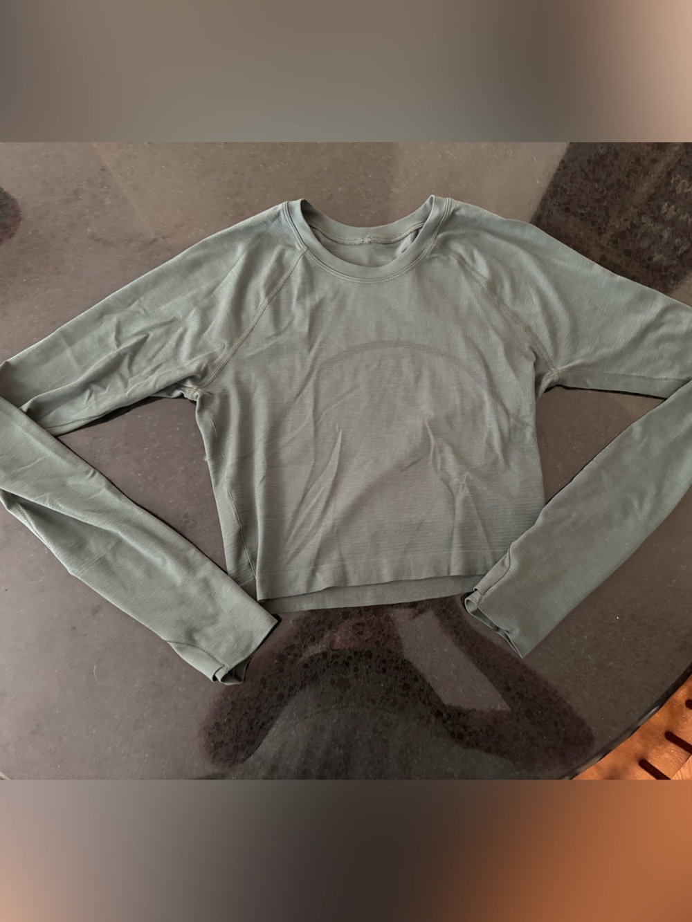 lululemon athletica Sage Green Long Sleeve Crop Top